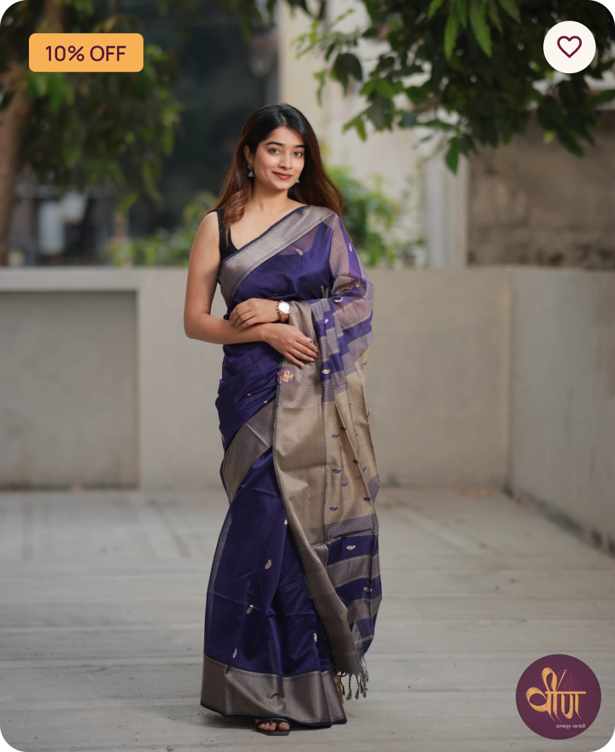 Dark Grey Kosa Maheshwari silk