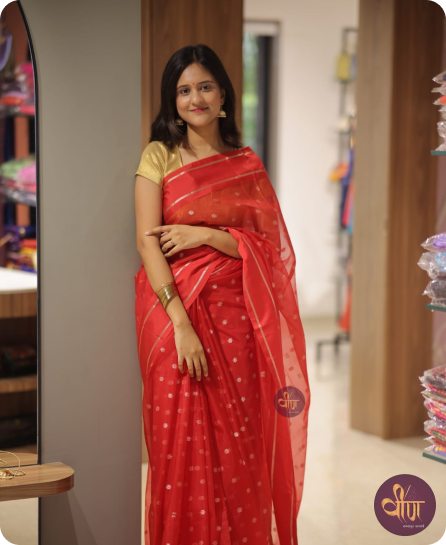 Dark Grey Kosa Maheshwari silk