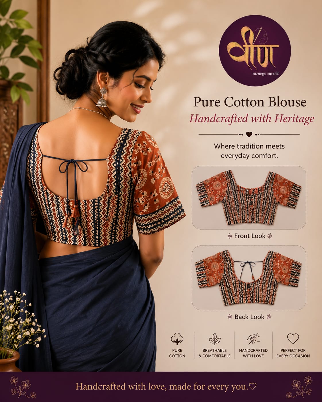Kalamkari blouse showcases timeless artistry, intricate motifs, and ethnic elegance that perfectly complement your favorite sarees.