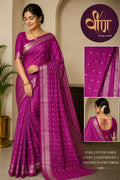 Drape yourself in timeless elegance with this exquisite button sequins Masline silk saree in a stunning magenta hue. ✨💜