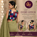 This mix-fabric patchwork blouse is designed to make a statement with its unique handcrafted appeal and artistic charm.