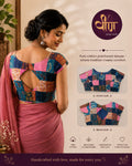 This mix-fabric patchwork blouse is designed to make a statement with its unique handcrafted appeal and artistic charm.