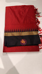 Grace meets everyday comfort with this elegant Cotton Temple Border Saree. Featuring a soothing  body paired with a rich  temple border accented with fine golden zari detailing